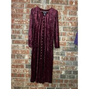 VTG Maroon Velvet V-neck 3/4 Sleeve Dress Size 10 Whimsigoth Vampire Romantic